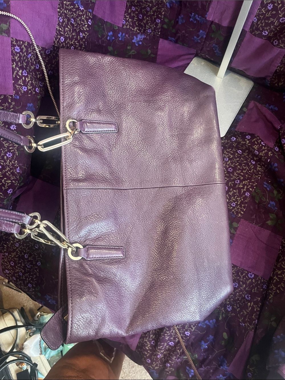 Coach Madison Leather North South Tote in Black Violet - Picture 12 of 14